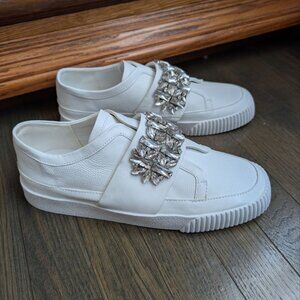 Karl Lagerfeld Paris Women`s White Jules Embellished Sneakers Size 9,5